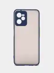 Темно-синий чехол пластиковый Realme C35 / Реалми С35 матовый, с цветными кнопками