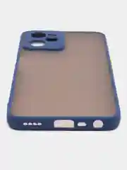 Темно-синий чехол пластиковый Realme C35 / Реалми С35 матовый, с цветными кнопками