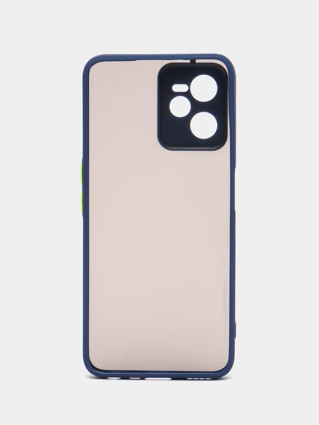Темно-синий чехол пластиковый Realme C35 / Реалми С35 матовый, с цветными кнопками