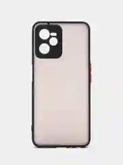 Черный чехол пластиковый Realme C35 / Реалми С35 матовый, с цветными кнопками