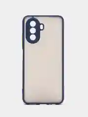 Темно-синий чехол Huawei Nova Y70, Хуавей Нова У70 пластиковый, матовый, с цветными кнопками