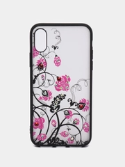 Чехол iPhone X / Xs пластик полупрозрачный матовый , рисунок , стразы