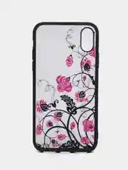 Чехол iPhone X / Xs пластик полупрозрачный матовый , рисунок , стразы