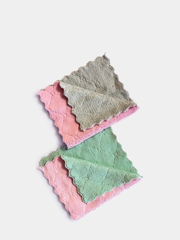 Кухонная тряпка из микрофибры, впитывающая, двухцветная, 2 штуки, 16 х 27 см