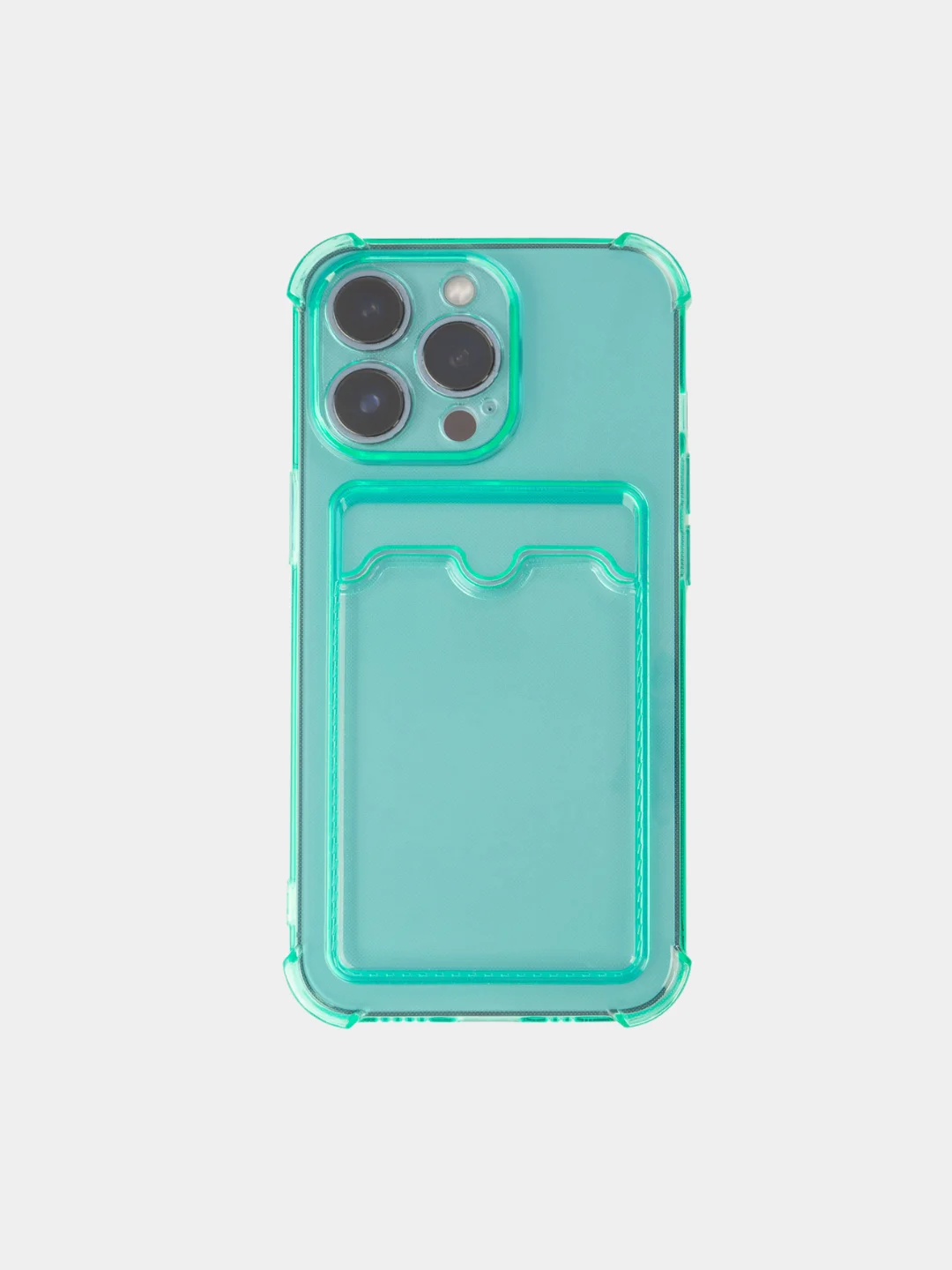 Мятный чехол для iPhone (Айфон) 11, 14, 13, Pro, Max, 12, XR, XS, 7, 8, Plus, с карманом для карт, прозрачный