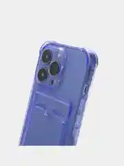 Фиолетовый чехол для iPhone (Айфон) 11, 14, 13, Pro, Max, 12, XR, XS, 7, 8, Plus, с карманом для карт, прозрачный
