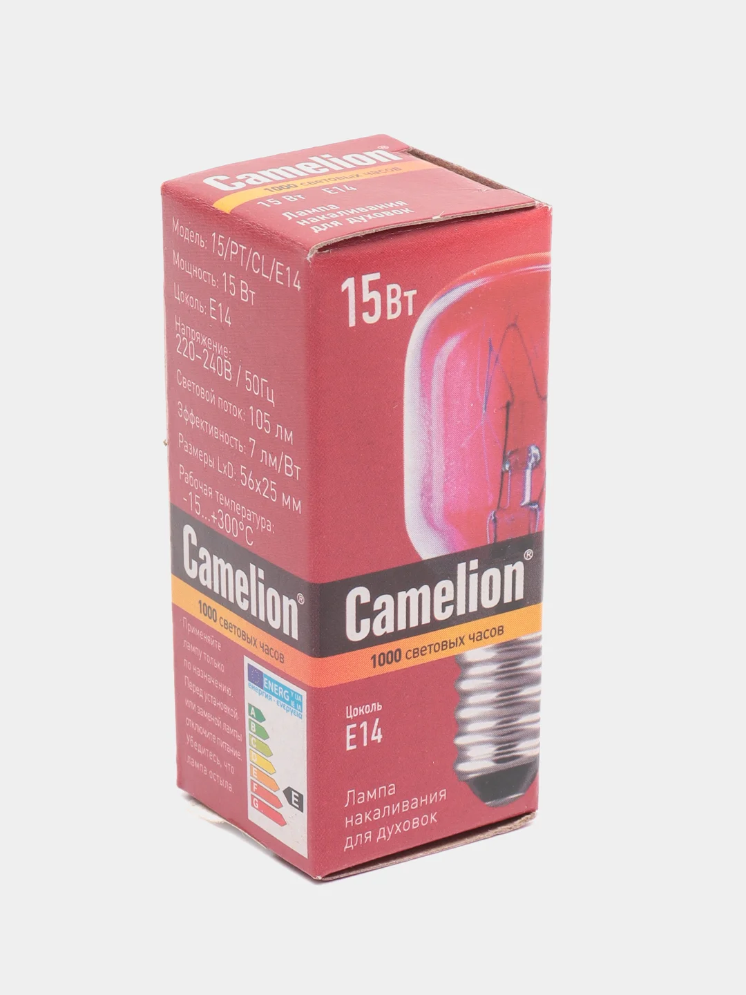Лампа накаливания для духовки Camelion MIC, +300, E14, 15W, 220V, 80 Лм, прозрачная