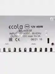 Блок питания для светодиодных лент 12V 400W IP20 вентилятор (интерьерный) Ecola B2L400ESB