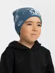 Синий меланж шапка для мальчика двухслойная