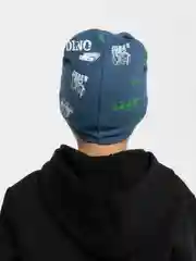 Синий меланж шапка для мальчика двухслойная