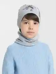 Серый меланж детская шапка и снуд для мальчика