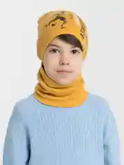 Горчичный детская шапка и снуд для мальчика