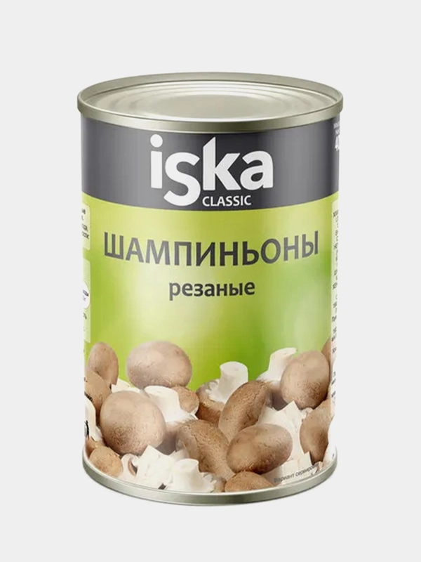 Грибы шампиньоны ISKA, резаные, 425 мл