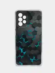 Бирюзовый силиконовый чехол на Samsung Galaxy A52/A52s / Самсунг А52/A52s прозрачный, с рисунком