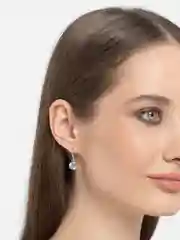 Зеленый cерьги и цепочка на шею женская, комплект украшений с кулоном