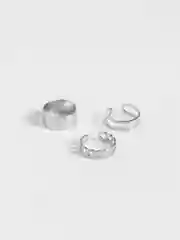 Серебряный комплект колец из 3х штук в подарочной коробке с пленкой