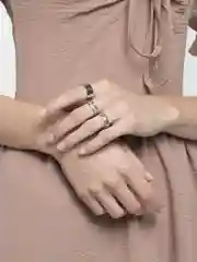Серебряный комплект колец из 3х штук в подарочной коробке с пленкой