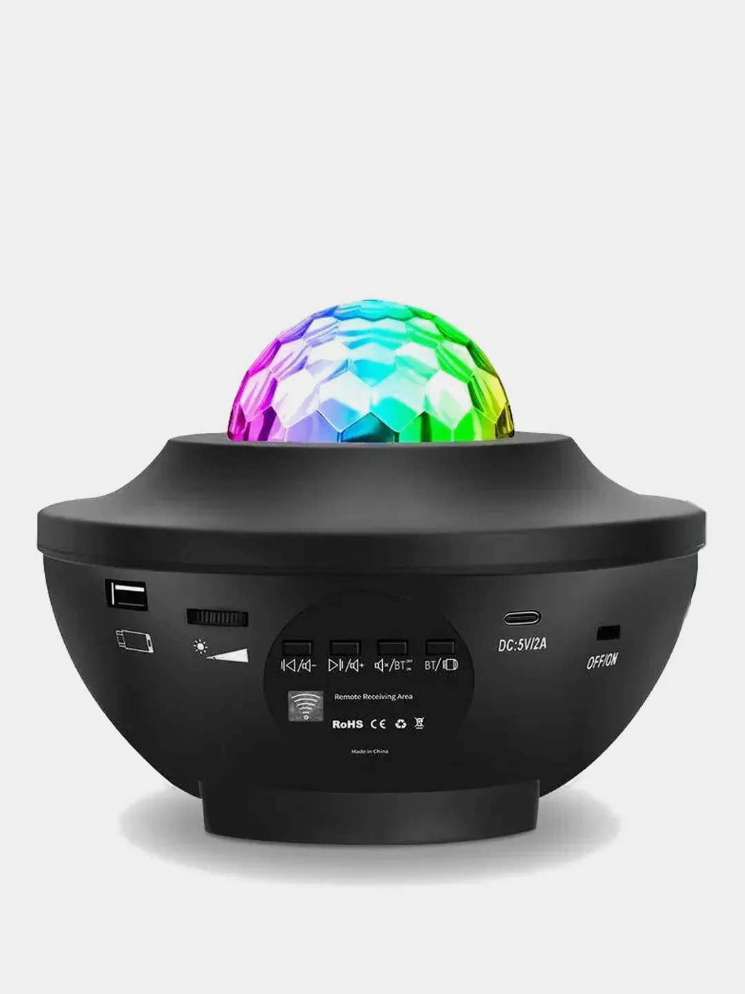 Черный ночник-светильник, проектор звездного неба с пультом и Bluetooth колонкой