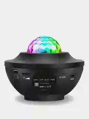 Черный ночник-светильник, проектор звездного неба с пультом и Bluetooth колонкой