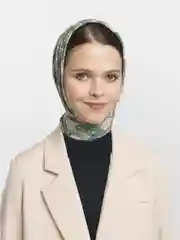 Зеленый платок женский из хлопка с принтом