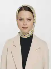Лимонный платок женский из хлопка с принтом