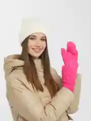 Фуксия варежки зимние двухслойные теплые