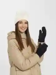 Черный варежки зимние двухслойные теплые