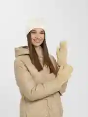 Бежевый варежки зимние двухслойные теплые