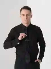 Серый металлик мужской набор: запонки и зажим