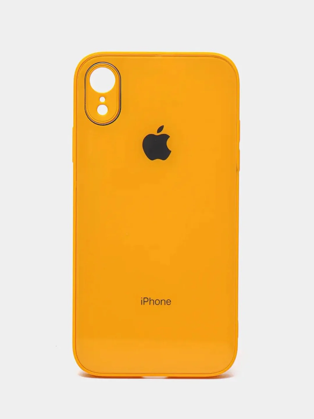 Желтый чехол для iPhone XR, силиконовый, со стеклянной панелью