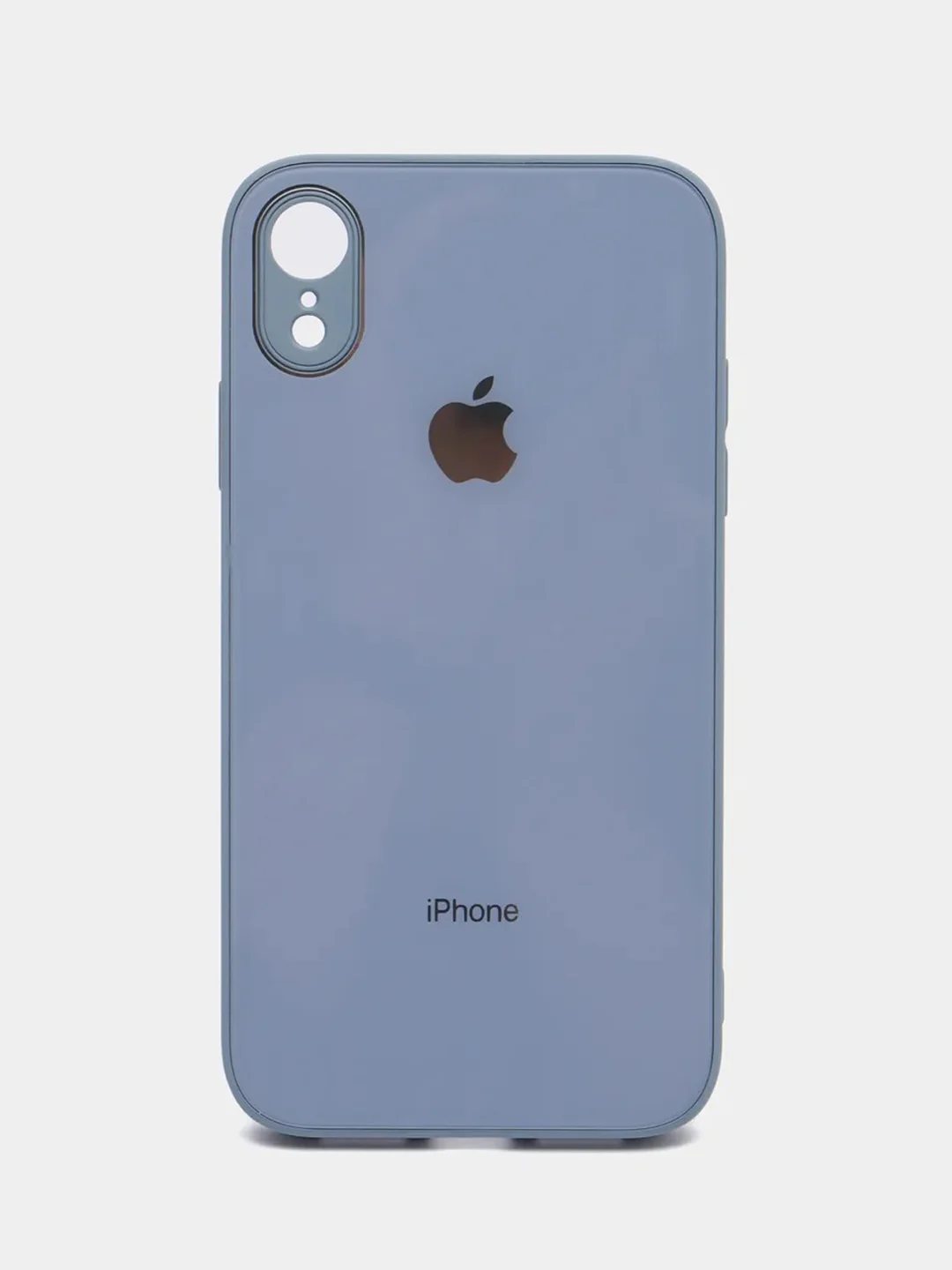 Небесно-голубой чехол для iPhone XR, силиконовый, со стеклянной панелью