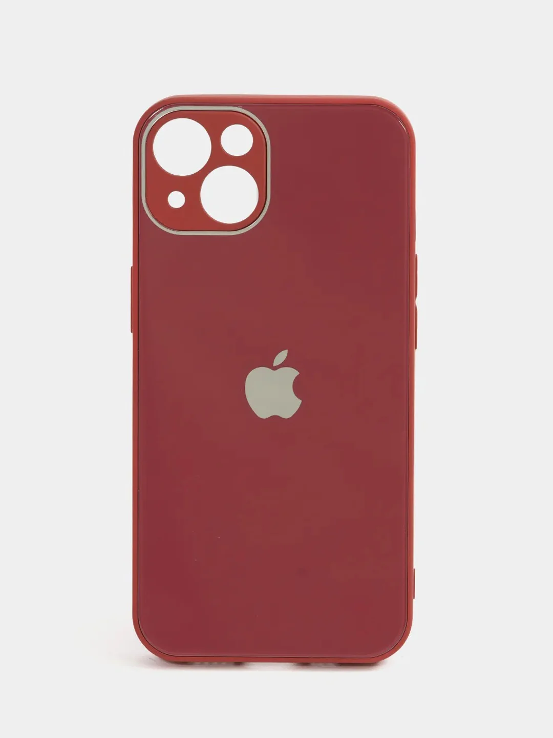 Бордовый чехол силиконовый со стеклянной панелью для iPhone 13