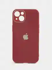 Бордовый чехол силиконовый со стеклянной панелью для iPhone 13