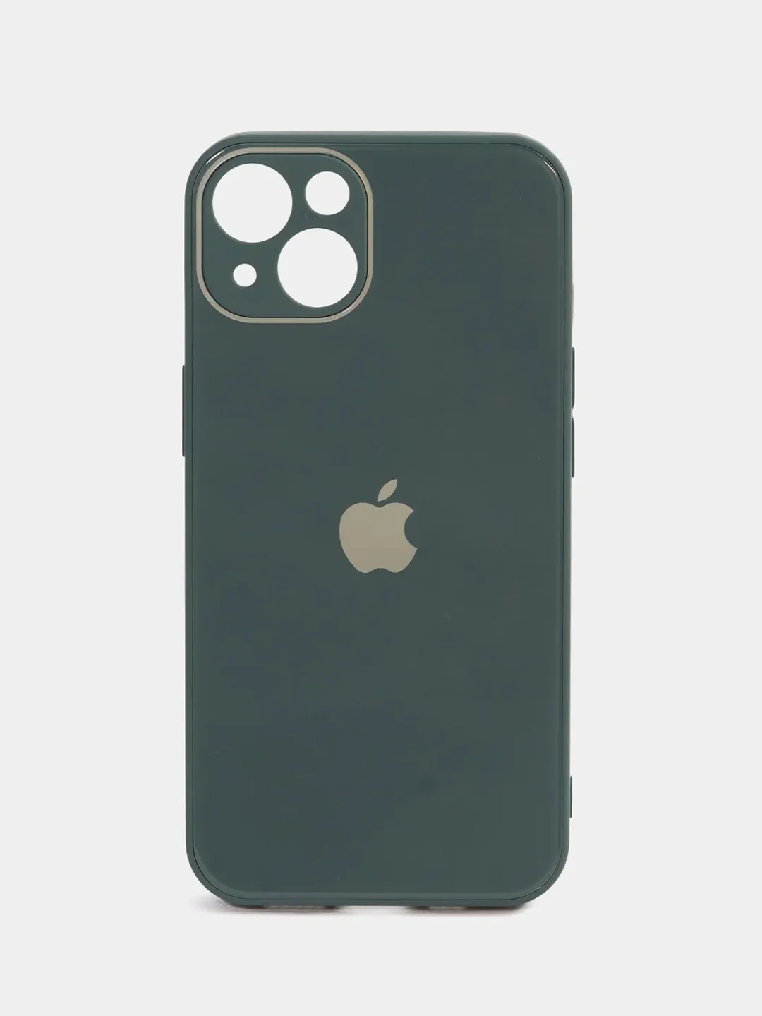 Зеленый чехол силиконовый со стеклянной панелью для iPhone 13
