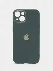 Зеленый чехол силиконовый со стеклянной панелью для iPhone 13