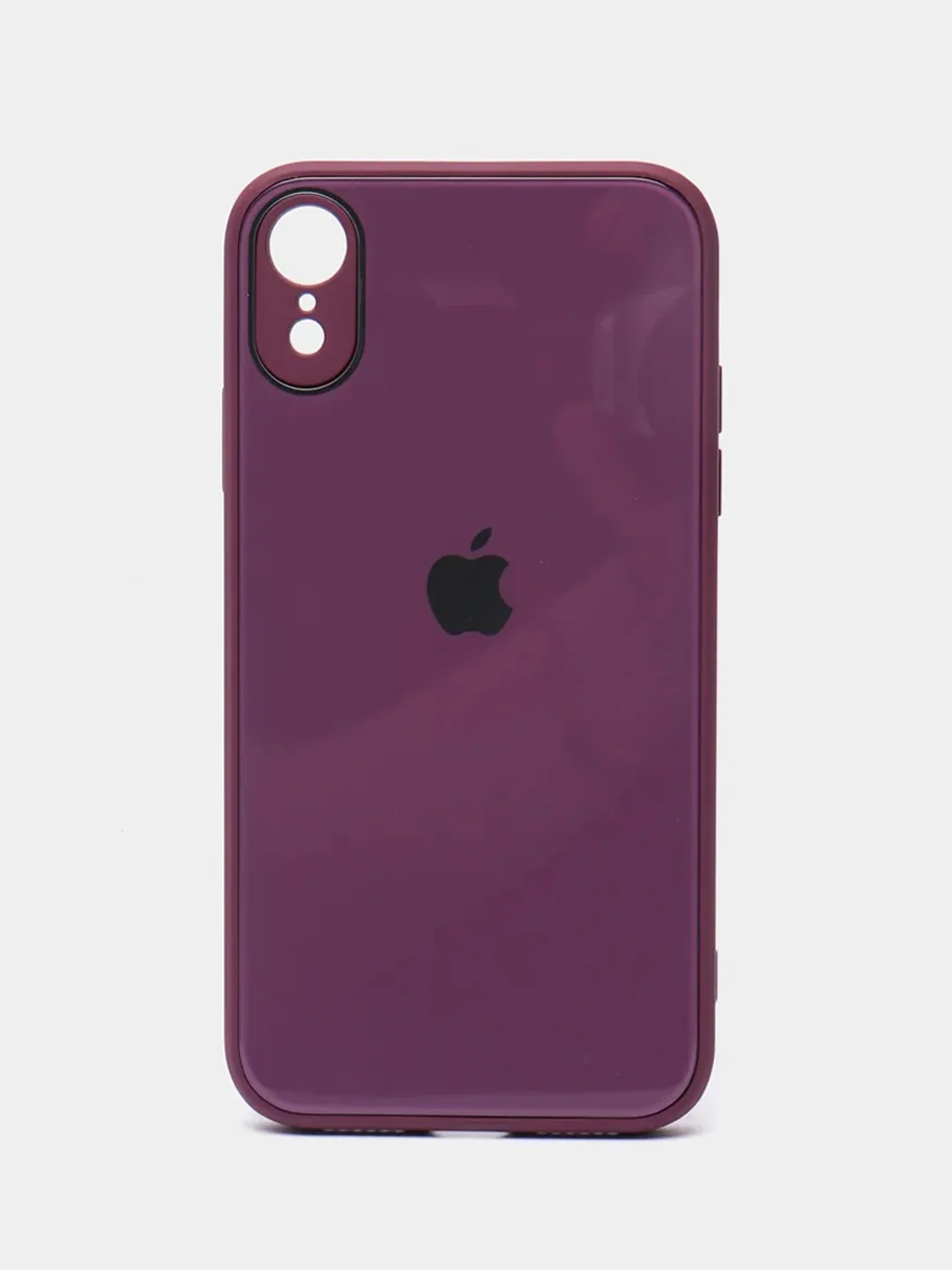 Тёмно-бордовый чехол для iPhone XR, силиконовый, со стеклянной панелью