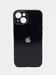 Черный чехол силиконовый со стеклянной панелью для iPhone 13