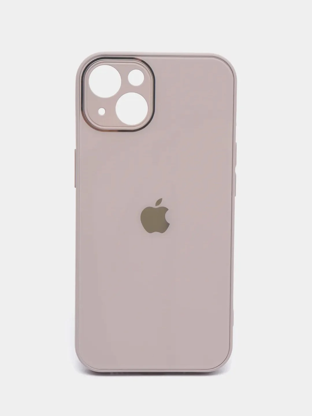 Бежевый меланж чехол силиконовый со стеклянной панелью для iPhone 13