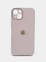 Бежевый меланж чехол силиконовый со стеклянной панелью для iPhone 13