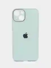 Мятный чехол силиконовый со стеклянной панелью для iPhone 13