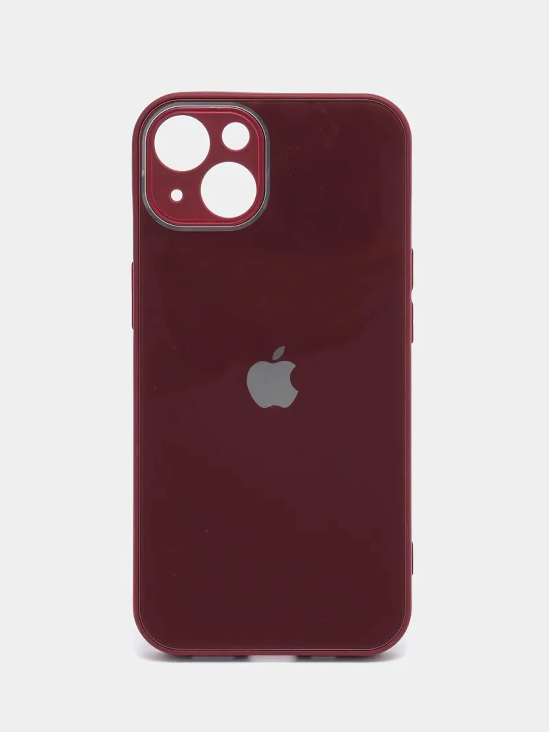 Багровый чехол силиконовый со стеклянной панелью для iPhone 13