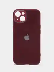 Багровый чехол силиконовый со стеклянной панелью для iPhone 13