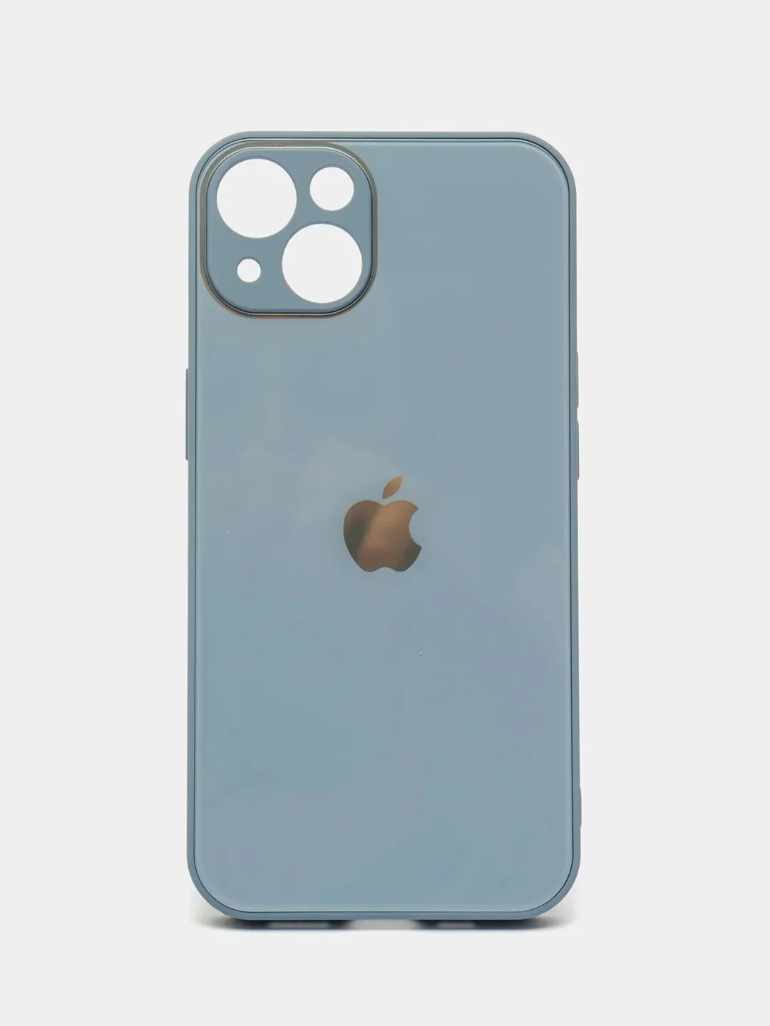 Небесно-голубой чехол силиконовый со стеклянной панелью для iPhone 13