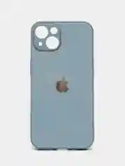 Небесно-голубой чехол силиконовый со стеклянной панелью для iPhone 13