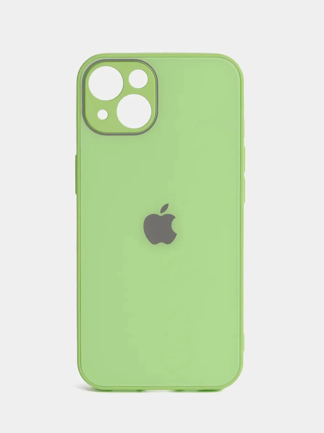 Лайм чехол силиконовый со стеклянной панелью для iPhone 13