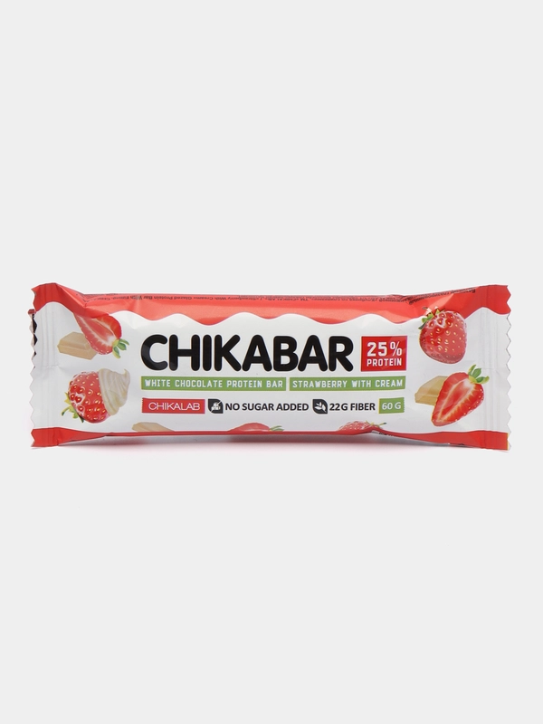 Батончик глазированный с начинкой CHIKALAB "Клубника со сливками", 60 г
