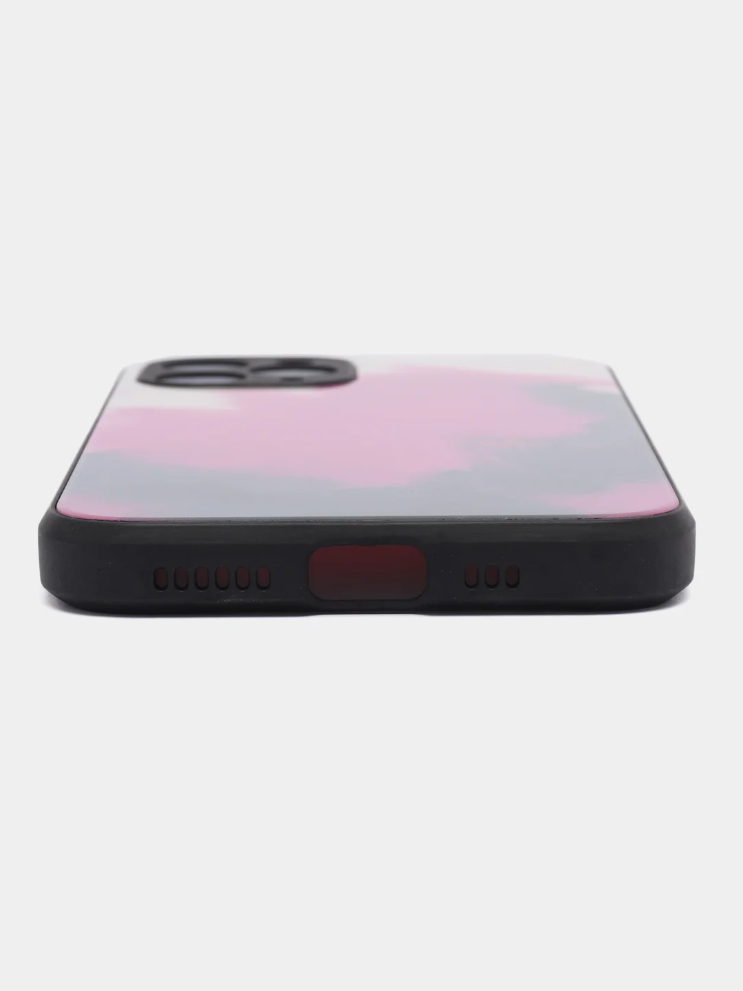 Тёмно-розовый чехол стеклянный с силиконовыми краями на IPHONE 11 Pro