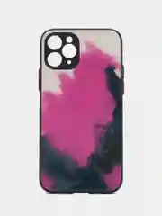 Тёмно-розовый чехол стеклянный с силиконовыми краями на IPHONE 11 Pro