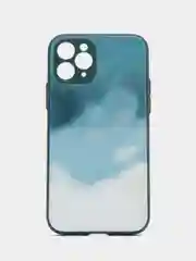 Тёмно-бирюзовый чехол стеклянный с силиконовыми краями на IPHONE 11 Pro