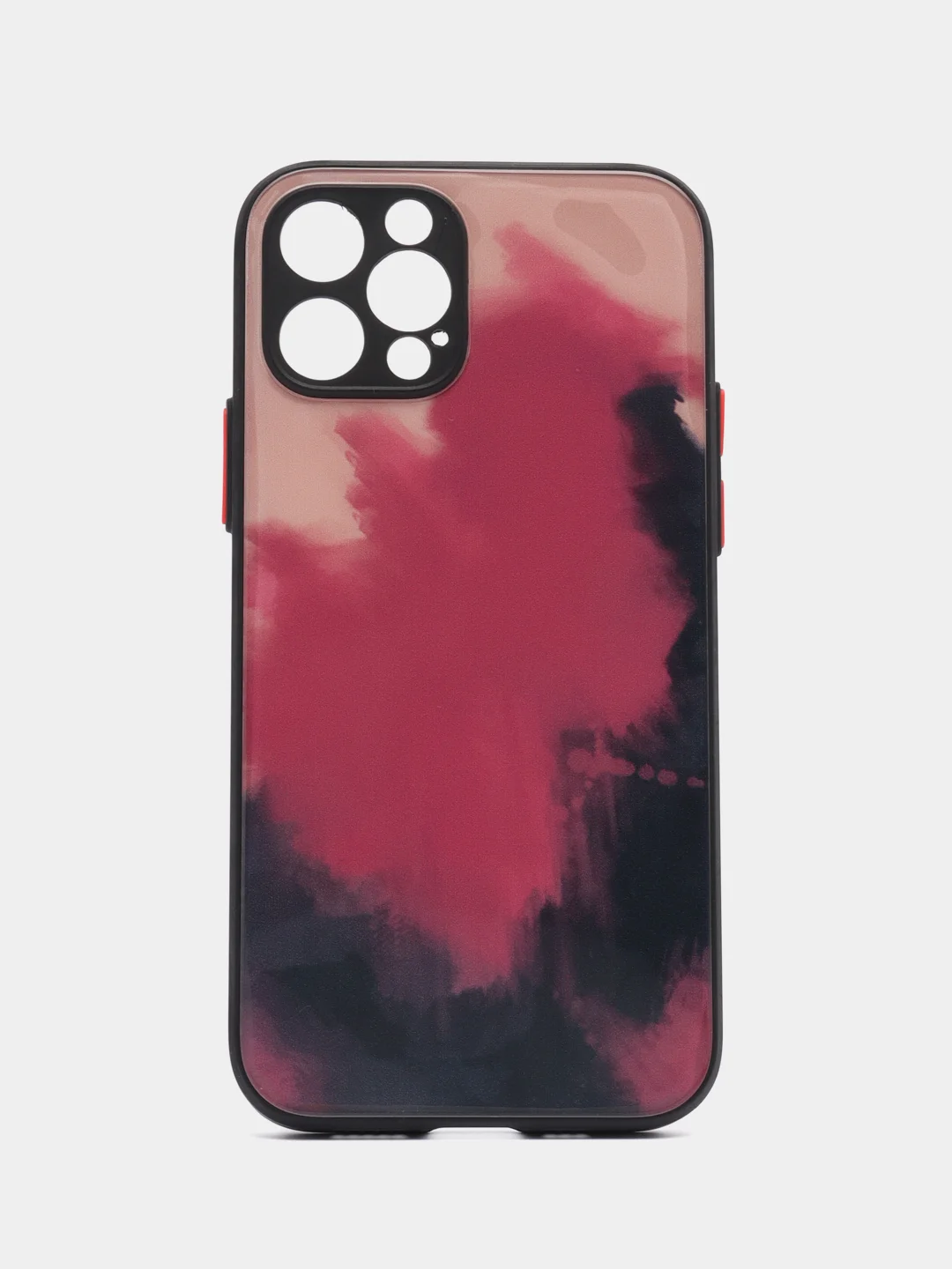 Тёмно-розовый чехол стеклянный с силиконовыми краями на IPHONE 12 Pro